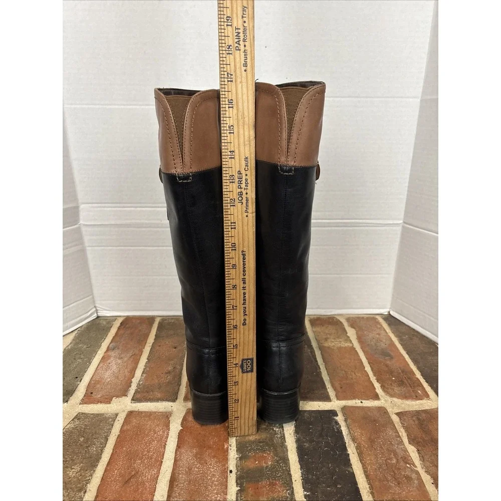 Franco Sarto Boots Women's Sz 6M Knee High Black & Brown Leather L-Lizabeth